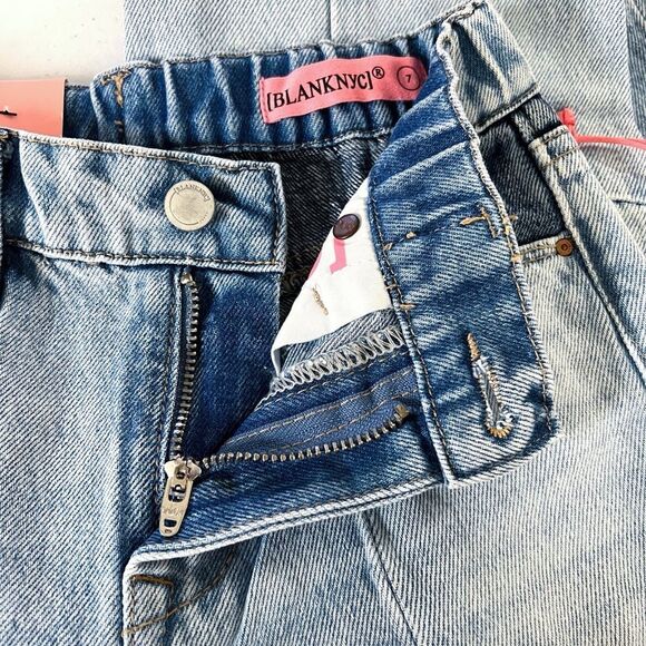 Blank NYC Girls' NWT Fare Warning Color Blocked Cropped Jeans Size 7 Kids New - Picture 8 of 11